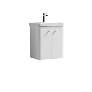 500mm Wall Hung 2-Door Vanity & Basin - Nuie COR103 Gloss White, White colour ,image 1