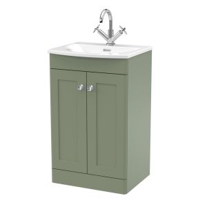 500mm Floor Standing 2-Door Unit & Curved Basin - Nuie CLC823J Green, Green colour ,image 1