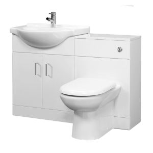 Saturn Furniture Pack with Round Basin - Nuie SAT001 Gloss White, White colour ,image 1