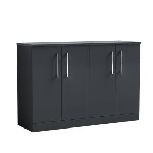1200mm Floor Standing 4 Door Vanity & Worktop - Nuie ARN1403W2 Black