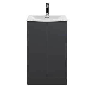 500mm Floor Standing 2 Door Vanity & Basin 4 - Hudson Reed URB1407G Black, Black colour ,image 1