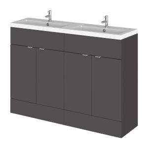 1200mm Vanity Unit & Double Basin - Hudson Reed CBI934 Gloss Grey, Grey colour ,image 1