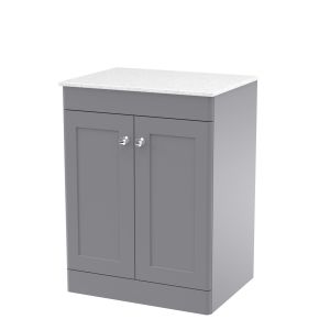600mm Floor Standing 2-Door Vanity with Marble Top - Nuie CLC225WMT Grey, Grey colour ,image 1