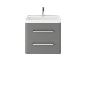 Wall Hung 600mm Cabinet & Basin - Hudson Reed SOL202 Cool Grey, Grey colour ,image 1