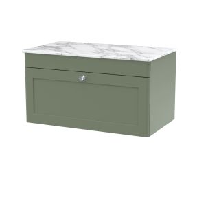 800mm Wall Hung 2-Door Vanity with Marble Top - Nuie CLC896CMT Green, Green colour ,image 1