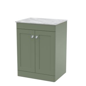 600mm Floor Standing 2-Door Vanity with Marble Top - Nuie CLC825GMT Green, Green colour ,image 1