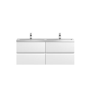1200 Wall Hung 4 Drawer Vanity & Double Basin - Hudson Reed URB104C White, White colour ,image 1