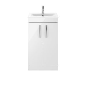 500mm Floor Standing Vanity With Basin 2 - Nuie ATH006B Gloss White, White colour ,image 1