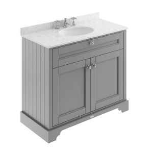 1000mm Cabinet & Marble Top (3TH) - Hudson Reed LOF281 Storm Grey, Grey colour ,image 1
