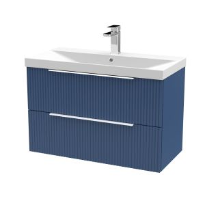 800mm Wall Hung 2 Drawer Vanity & Basin 3 - Hudson Reed DFF395D Blue, Blue colour ,image 1