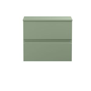 600mm Wall Hung 2 Drawer Unit & Worktop - Hudson Reed URB804W Green, Green colour ,image 1
