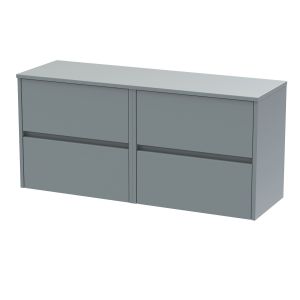 1200mm Wall Hung 4 Drawer Unit & Worktop - Nuie HAV2304W2 Grey, Grey colour ,image 1