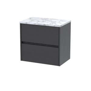 600 Wall Hung 2-Drawer Unit & Laminate Worktop - Nuie HAV2204LCM Grey, Grey colour ,image 1