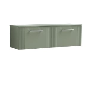 1200mm Wall Hung 2 Drawer Vanity & Worktop - Nuie DPF894W2 Green