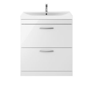 800mm Floor Standing Vanity With Basin 3 - Nuie ATH055D Gloss White, White colour ,image 1
