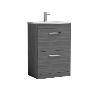 600mm Floor Standing Vanity With Basin 4 - Nuie ATH032G Anthracite Woodgrain, Brown/Grey colour ,image 1
