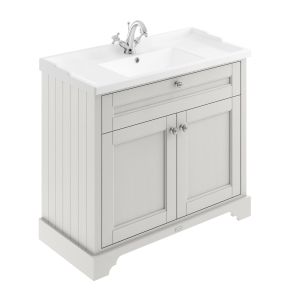1000mm Cabinet & Basin (1TH) - Hudson Reed LOF407 Timeless Sand, Grey colour ,image 1