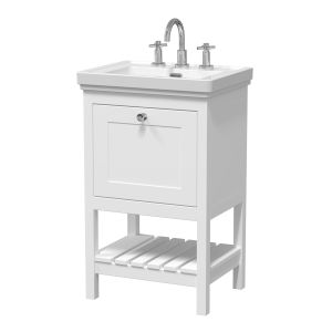 500mm Floor Standing Vanity & Basin 3TH - Hudson Reed BEX123B White, White colour ,image 1