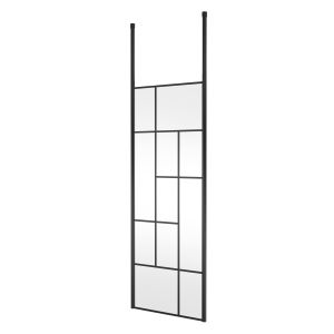 760mm Abstract Frame Wetroom Screen with Ceiling Posts - Hudson Reed BFCPB076 Matt Black, Black colour ,image 1