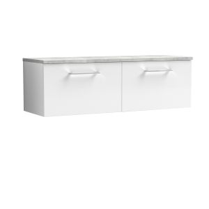 1200mm Wall Hung 2-Drawer Vanity & Laminate Worktop - Nuie ARN122LBG2 White, White colour ,image 1