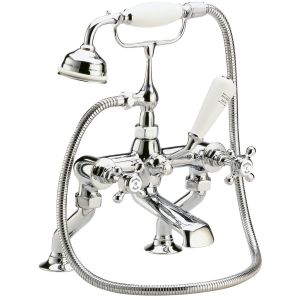 Deck Mounted Bath Shower Mixer - Hudson Reed BC304HX Chrome, Chrome & White colour ,image 1