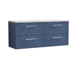 1200 Wall Hung 4-Drawer Vanity & Laminate Worktop - Nuie DPF393LBG2 Blue, Blue colour ,image 1