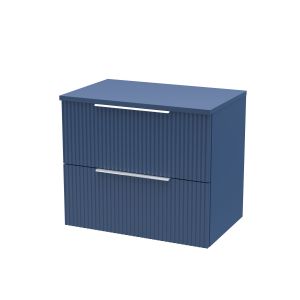 600mm Wall Hung 2 Drawer Vanity & Worktop - Hudson Reed DFF393W Blue, Blue colour ,image 1