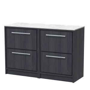 1200mm Floor Standing 4-Drawer Vanity with Marble Worktop - Hudson Reed LIL2233WMT2 Grey, Grey colour ,image 1