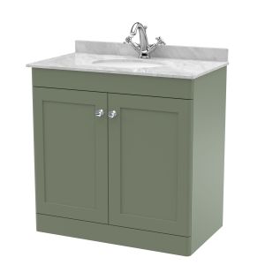 800mm Floor Standing 2 Door Vanity & Marble Top 1TH - Nuie CLC826GR1 Green, Green colour ,image 1