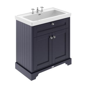 800mm 2-Door Vanity & Classic Basin 3TH - Hudson Reed LOF336 Blue, Blue colour ,image 1