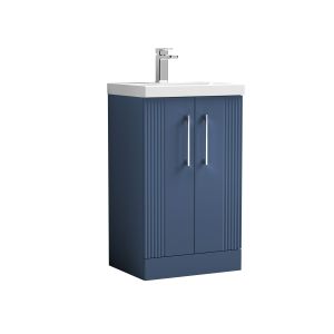 500mm Floor Standing 2 Door Vanity & Basin 3 - Nuie DPF323D Blue, Blue colour ,image 1