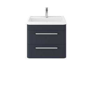 Wall Hung 600mm Cabinet & Basin - Hudson Reed SOL302 Indigo Blue, Blue colour ,image 1