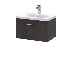600mm Wall Hung 1 Drawer Vanity & Basin 1 - Hudson Reed JNU2622A Brown, Brown colour ,image 1