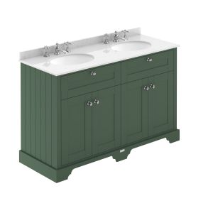 1200mm Cabinet & Double Marble Top (3TH) - Hudson Reed LOF867 Hunter Green, Green colour ,image 1