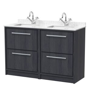 1200mm Floor Standing 4-Drawer Vanity with Marble Worktop Basin - Hudson Reed LIL2233WS2 Grey, Grey colour ,image 1