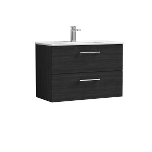 800mm Wall Hung 2 Drawer Vanity & Basin 2 - Nuie ARN626B Black, Black colour ,image 1