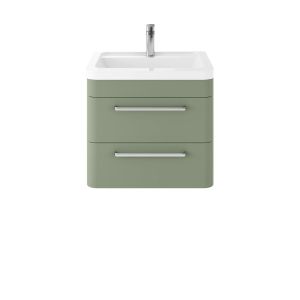 Wall Hung 600mm Cabinet & Basin - Hudson Reed SOL802A Green, Green colour ,image 1