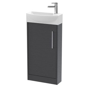 440mm Floor Standing 1 Door Unit & 1TH Basin LH - Hudson Reed JNU2221L Grey, Grey colour ,image 1