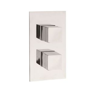 Twin Thermostatic Shower Valve With Diverter - Hudson Reed SQR3207 Chrome, Chrome colour ,image 1