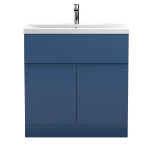 800mm Floor Standing 2-Door Vanity Unit & Basin 1 - Hudson Reed URB305A Satin Blue, Blue colour ,image 1