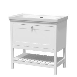 800mm Floor Standing Vanity & Basin 0TH - Hudson Reed BEX127H White, White colour ,image 1