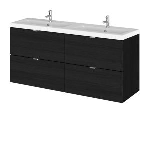 1200mm Vanity Unit & Double Ceramic Basin - Hudson Reed CBI632A Charcoal Black, Hacienda Black colour ,image 1