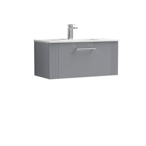 800mm Wall Hung Single Drawer Vanity & Basin 2 - Nuie DPF296B Grey, Grey colour ,image 1