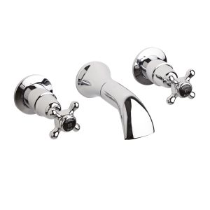 3 Tap Hole Wall Mounted Basin Mixer - Hudson Reed BC417DX Chrome, Chrome colour ,image 1