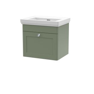 500mm Wall Hung 1 Drawer Vanity & Basin 0TH - Nuie CLC891H Green, Green colour ,image 1