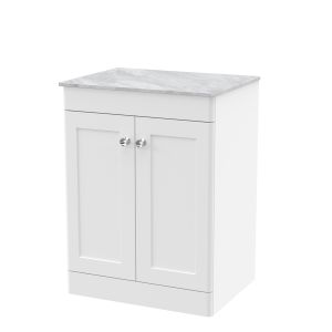 600mm Floor Standing 2-Door Vanity with Marble Top - Nuie CLC125GMT White, White colour ,image 1