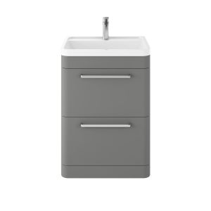 Floor Standing 600mm Cabinet & Basin - Hudson Reed SOL201 Cool Grey, Grey colour ,image 1