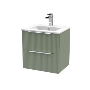 500mm Wall Hung 2 Drawer Vanity & Basin 2 - Hudson Reed DFF892B Green, Green colour ,image 1