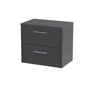 600mm Wall Hung 2 Drawer Vanity & Worktop - Hudson Reed JNU2224W Grey, Grey colour ,image 1