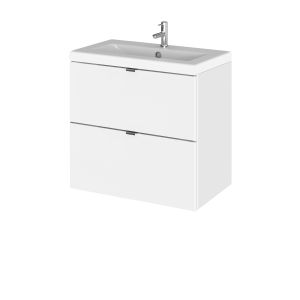 600mm Vanity Unit & Ceramic Basin - Hudson Reed CBI130A Gloss White, White colour ,image 1